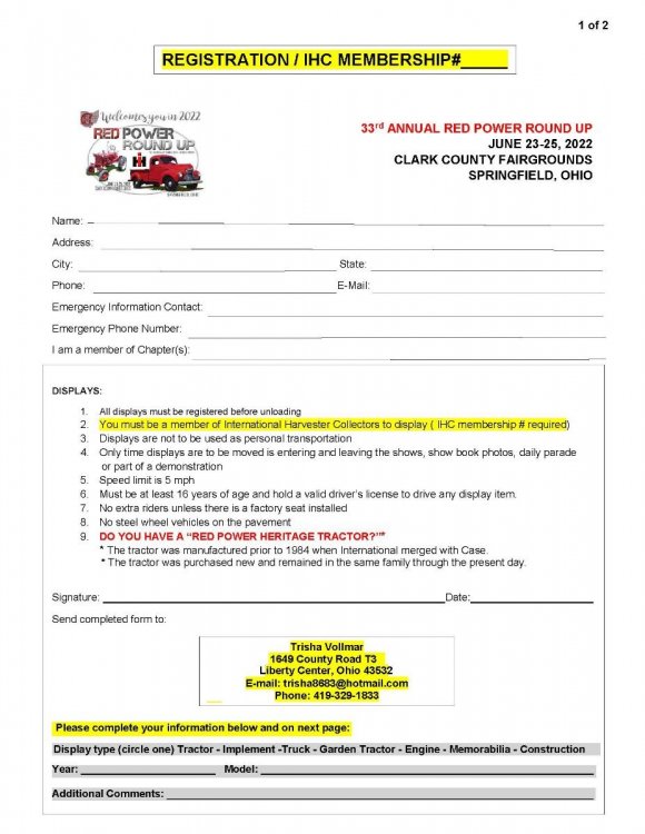 33rd Annual Red Power Round Up Springfield, Ohio June 23 25 2022