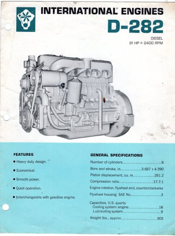 International Farmall 560 656 660 706 756 D-282 6 Cylinder Diesel Engine Parts Manual