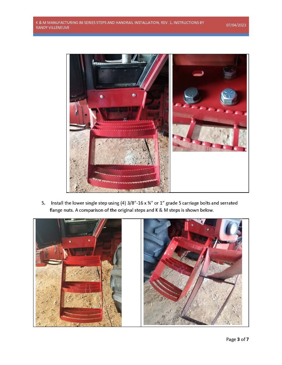 K & M Manufacturing 86 Series Steps and handrail Install Technical IH